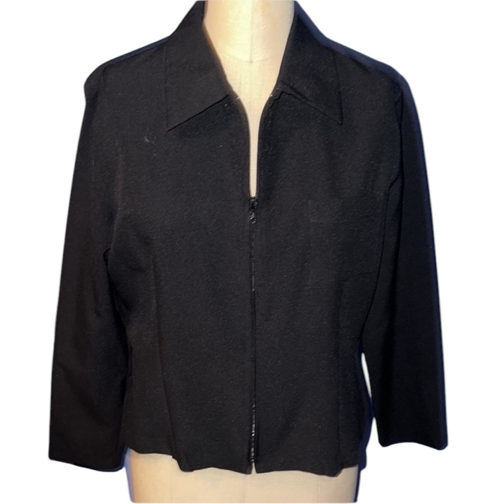 Vintage Basic Editions Black Zip Up Jacket Front … - image 2